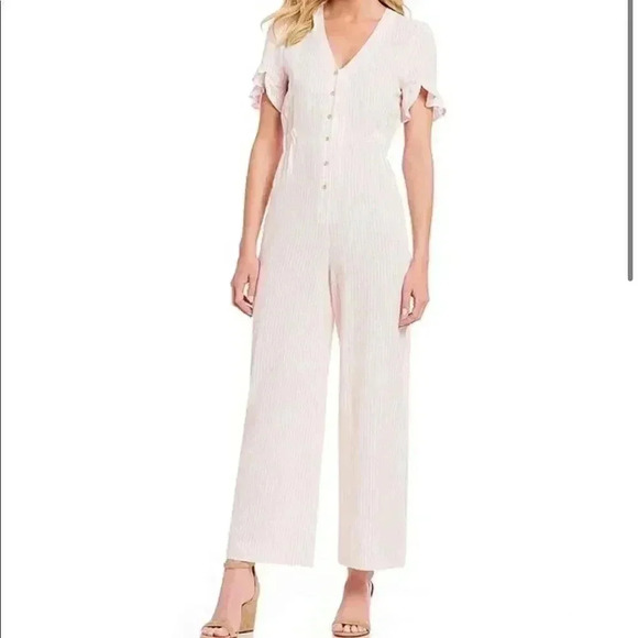 A Loves A Candy Striped Flutter Jumpsuit - Picture 1 of 8